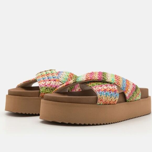 BRAND NEW ROXY SYENNA MULES  WOMEN's MULTICOLOR SANDALS - Picture 1 of 16